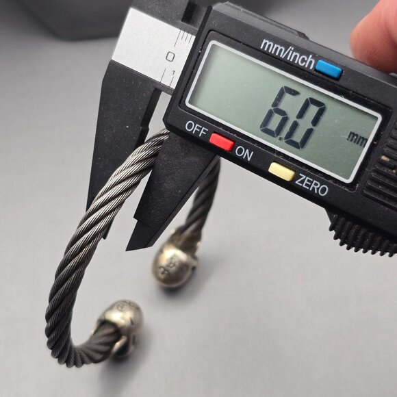 VTG Gaboratory Sterling Silver & Steel Gothic Skull Torque Cuff Bracelet 7.5" - Picture 11 of 11